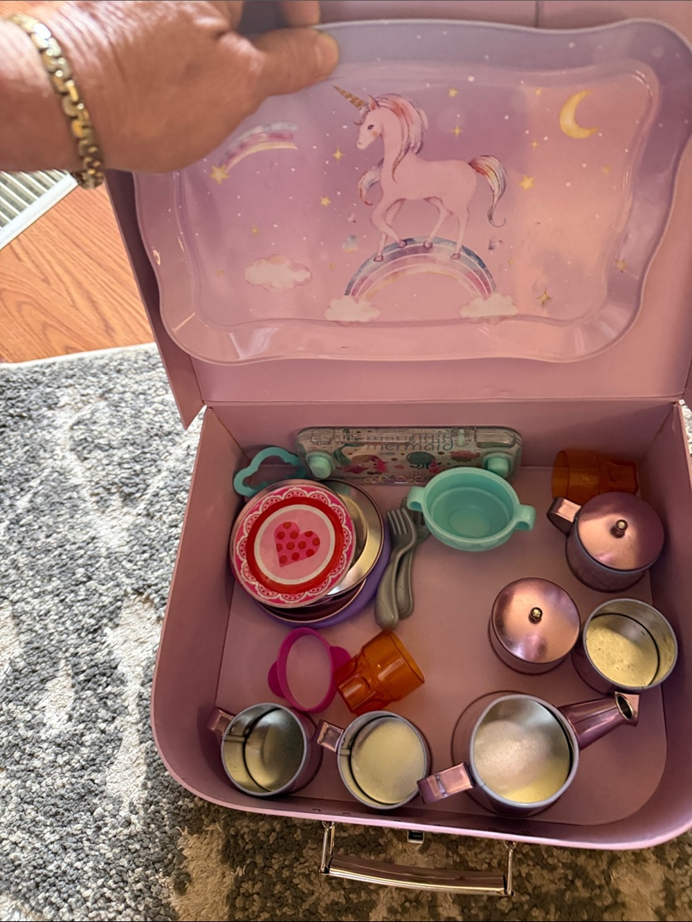 Unbranded Pink Unicorn Tea Set Pretend Play Kit for Kids